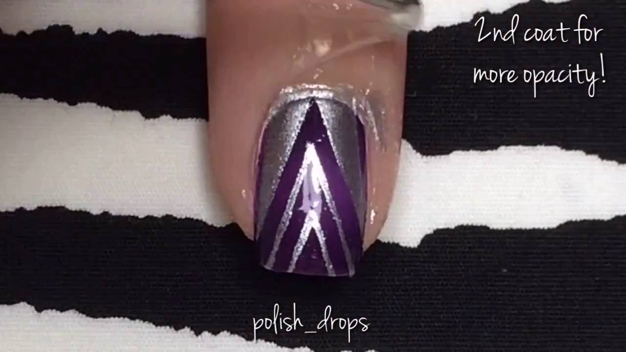 Purple Chrome Nail Art (stamping)