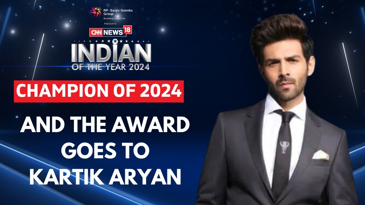 Actor Kartik Aaryan Receives Champion Of 2024 Award At The CNN-News18's Indian Of The Year Awards