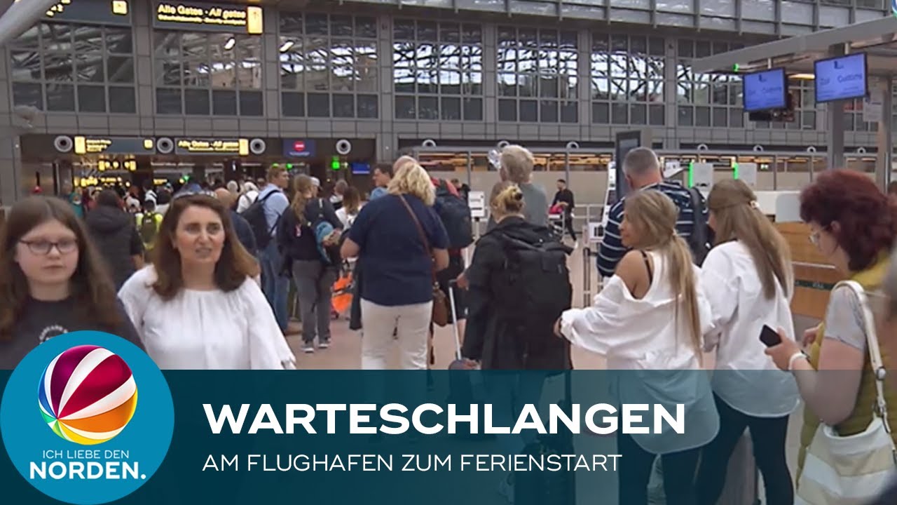 Lange Warteschlangen am Hamburger Flughafen zum Ferienstart