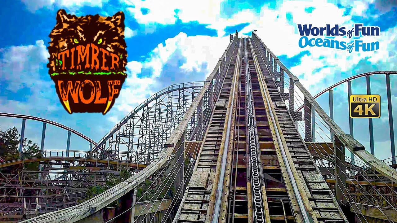2022 Timber Wolf Roller Coaster  On Ride Front Seat 4K POV Worlds of Fun