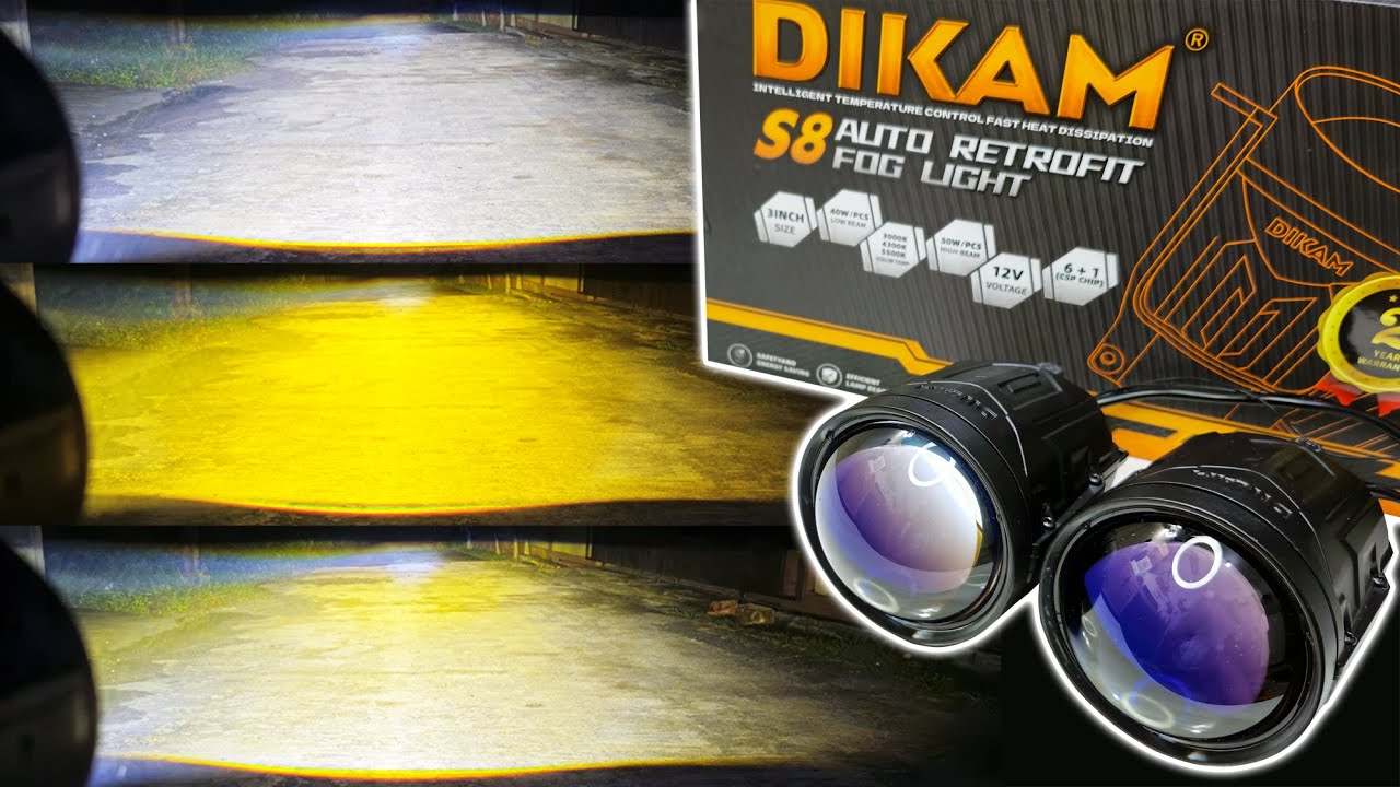 Review Foglamp Biled DIKAM S8 3 Color 3 Inchi Bluelens