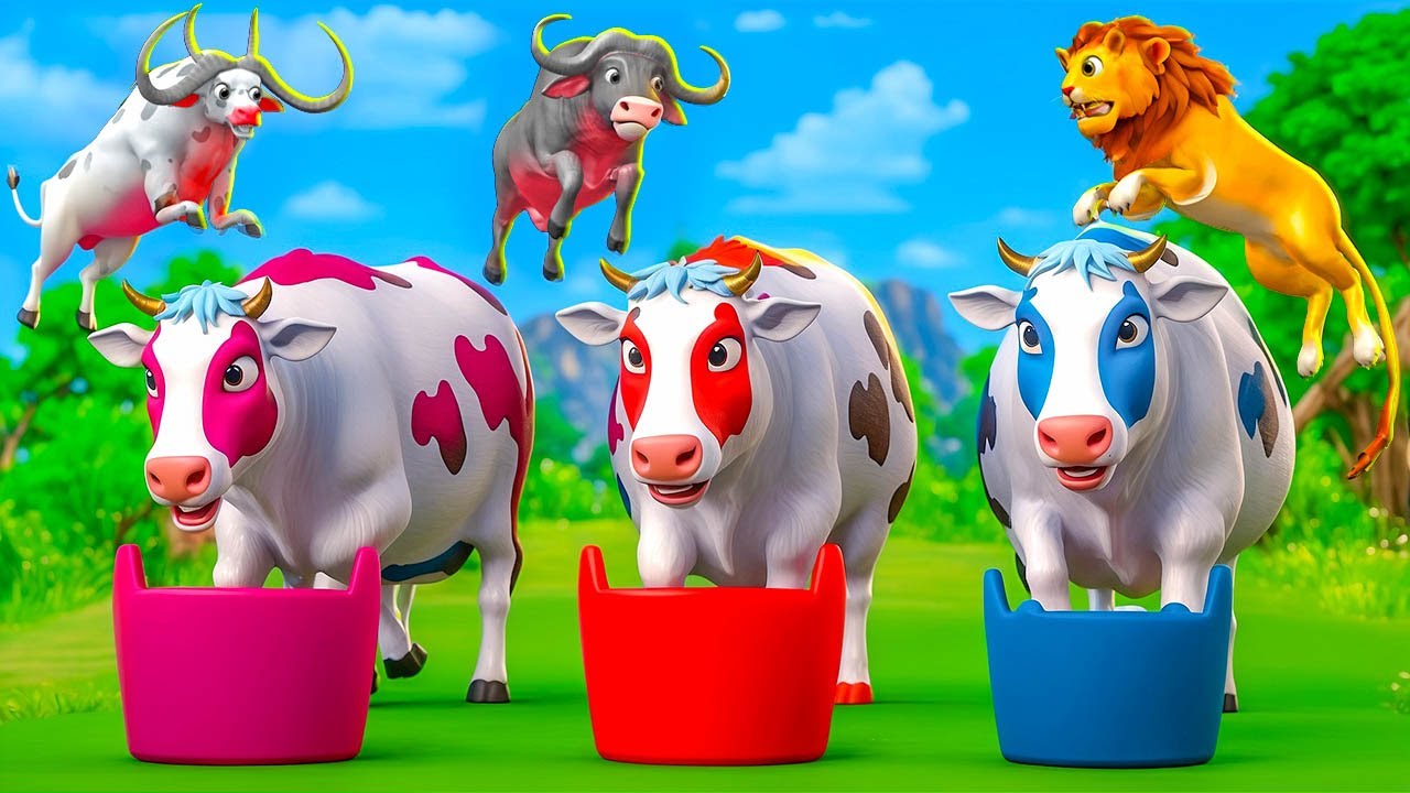 3 Color Cows Magical Cave Transformation: Funny Farm Animal Friends Adventure!