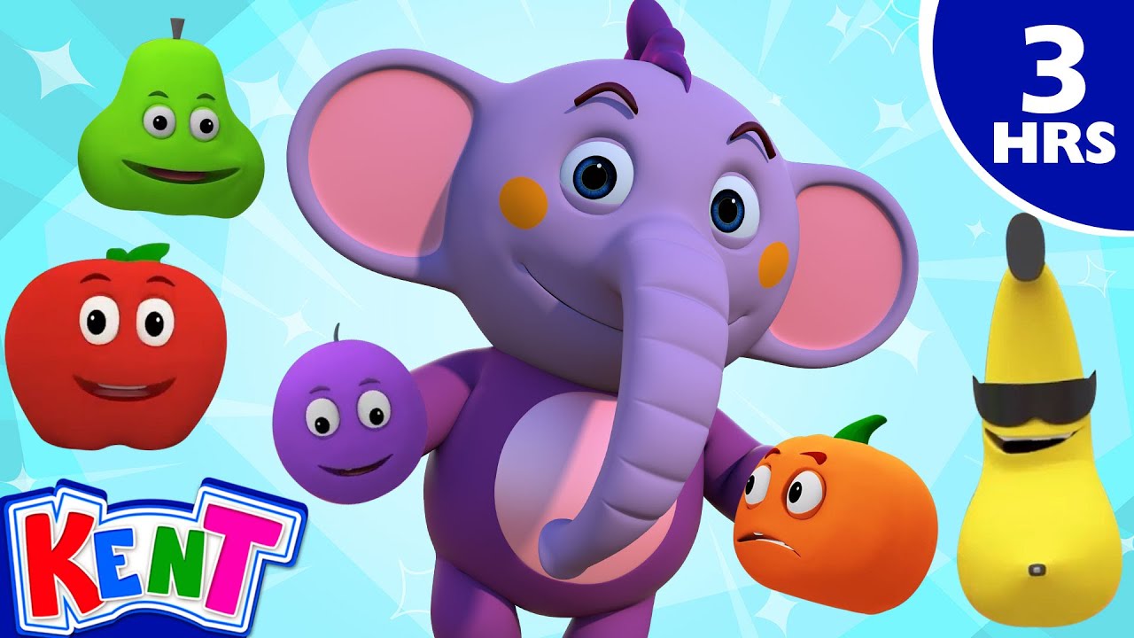 Five Cute Fruits 🍎🍐🍊| Non Stop English Nursery Rhymes | 3 Hour Special | Kent The Elephant