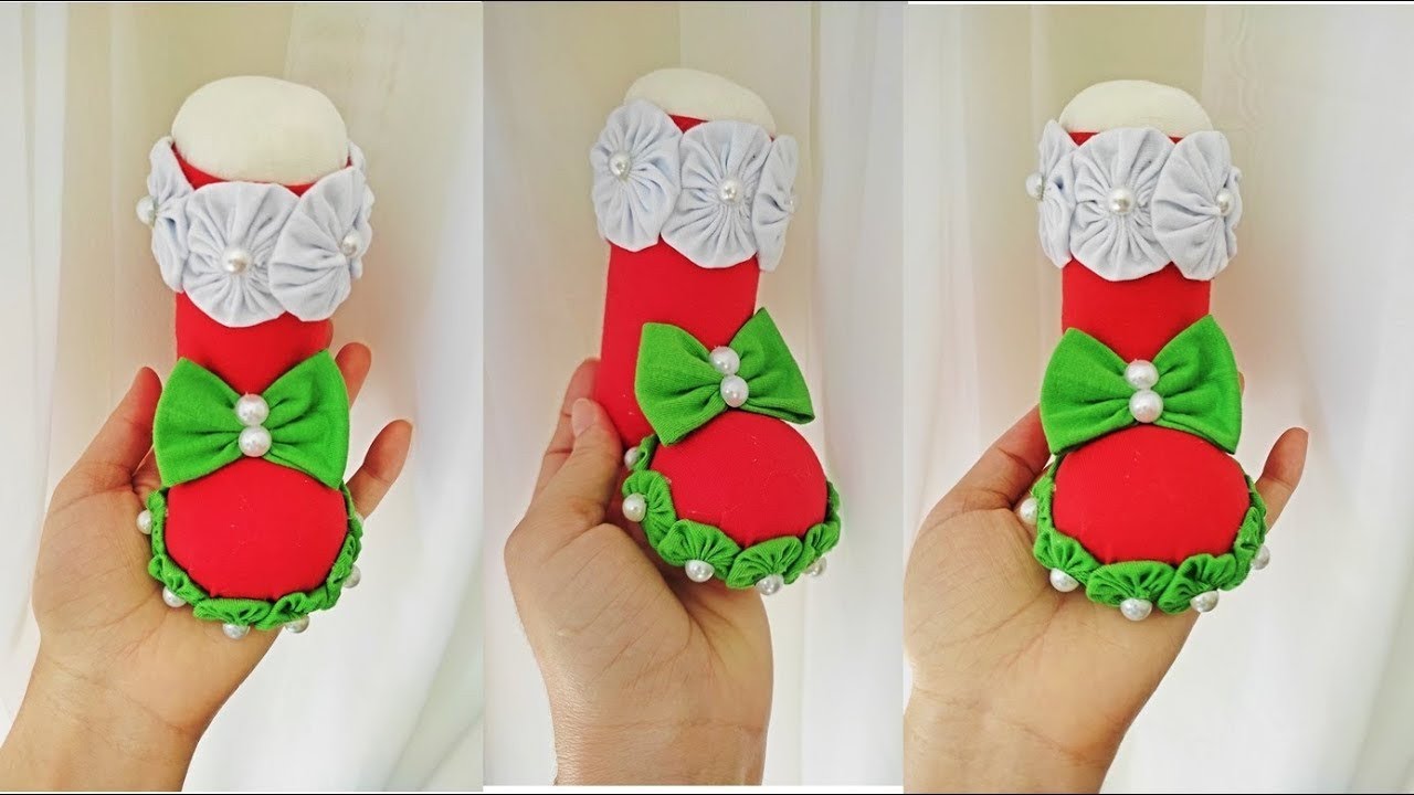 BOTA FEITA COM FUXICO E ROLO DE PAPEL HIGIÊNICO/natalina #faça e venda#