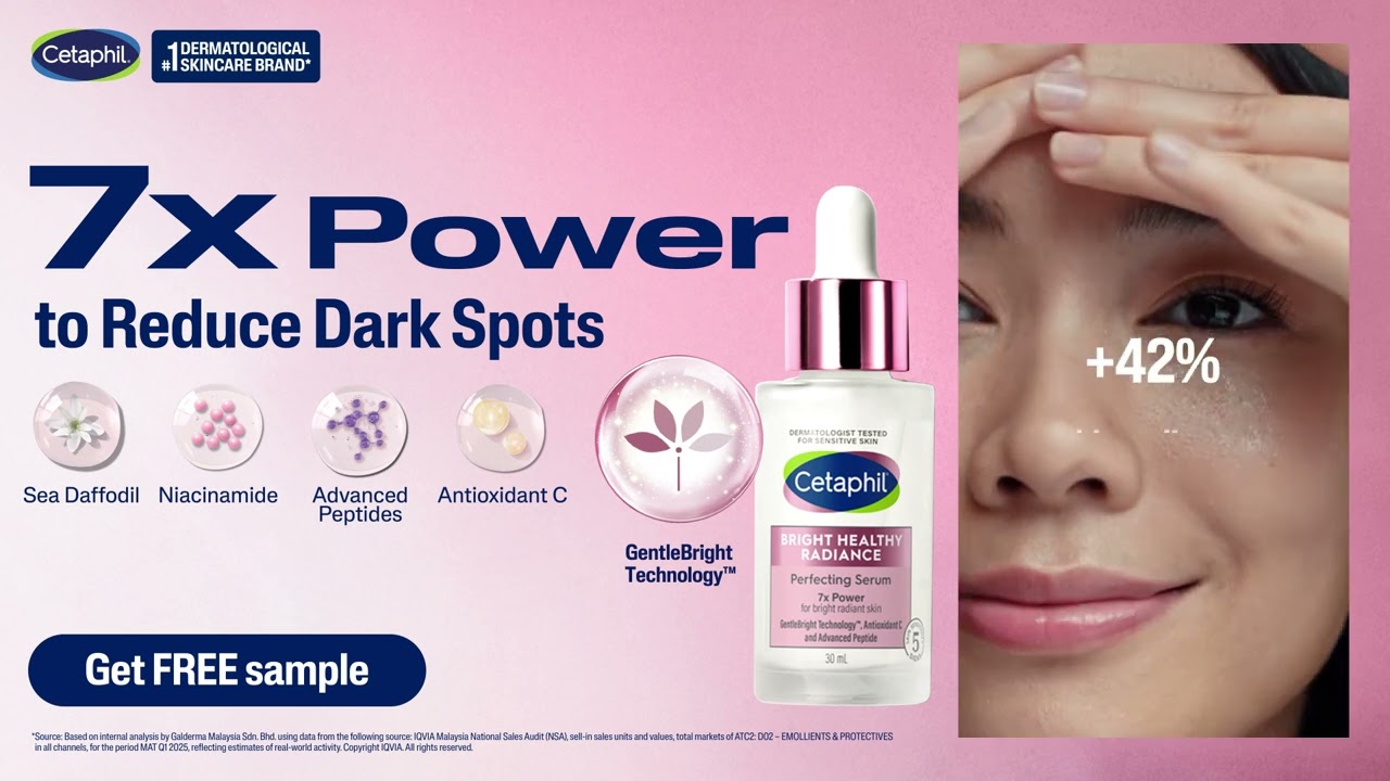 Cetaphil Bright Healthy Radiance Perfecting Serum with GentleBright Technology&trade; reduces dark spots.
