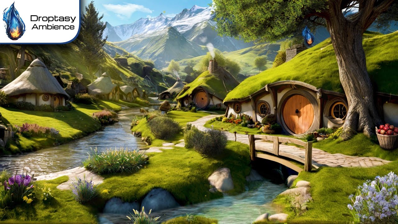 Spring Hobbit Village Ambience 🐤🌺 Bird Sounds and Calming Water Stream for Relax, Focus & Sleep