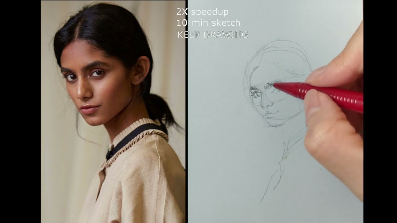 keep drawing Day1487【2X speed】face figure drawing painting #sketch #portraitdraw