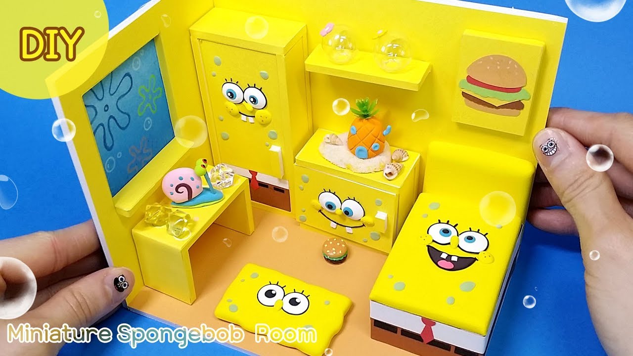 DIY miniature dollhouse - Spongebob Room !!