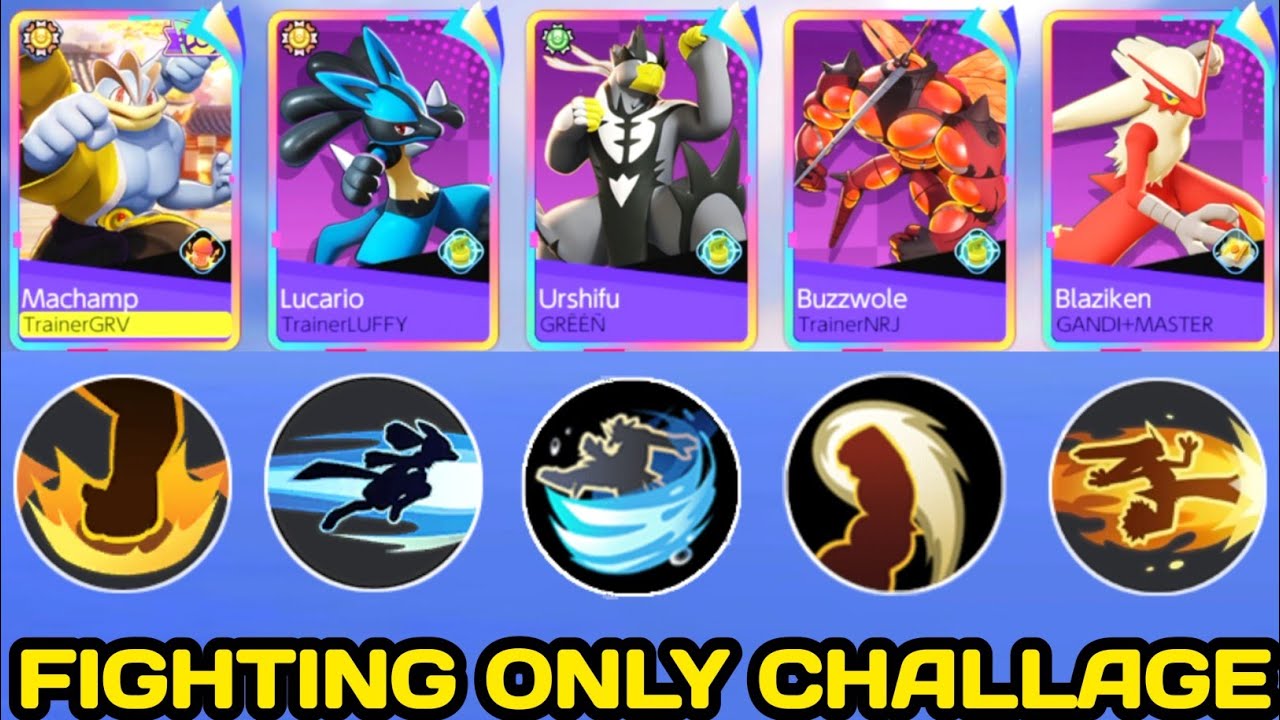 5 Fighting Type Pokemon Only Challenge 💪 in Rank Match Pokemon Unite | NINZA PLAYS