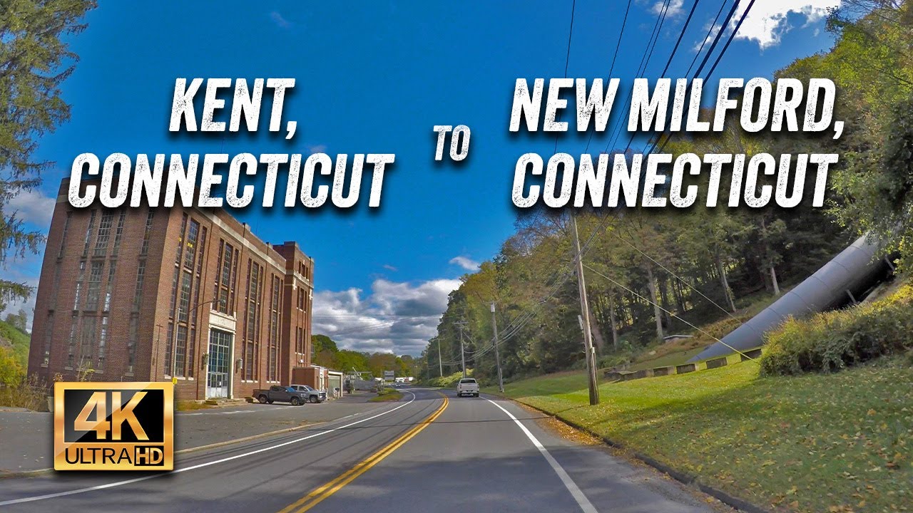 Scenic Fall Drive from Kent to New Milford, Connecticut in New England  - 4K
