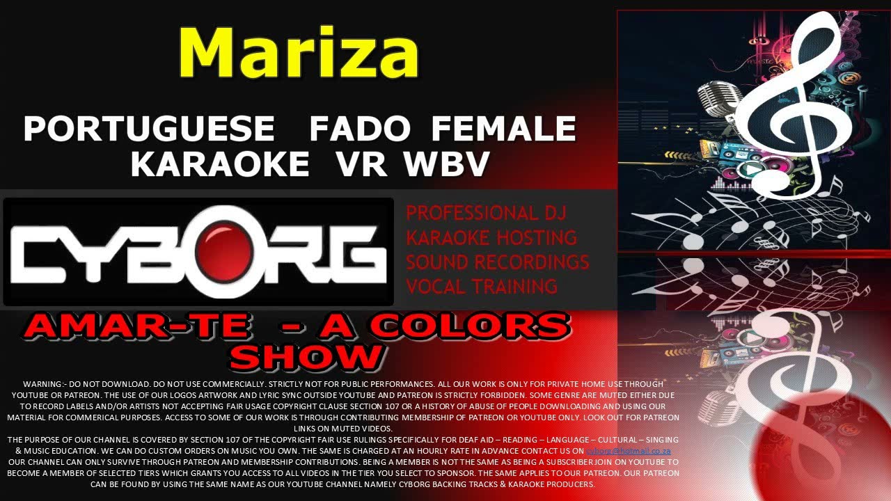 Mariza   AMAR TE   A COLORS SHOW PORTUGUESE FADO FEMALE KARAOKE VR WBV