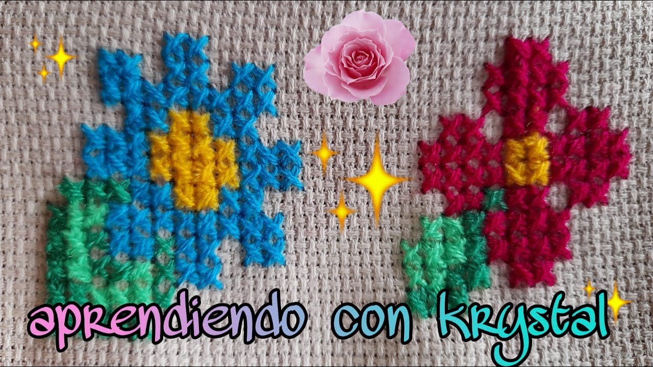 punto de Cruz básico para principiantes/ como hacer flores paso a paso 🌺🌸