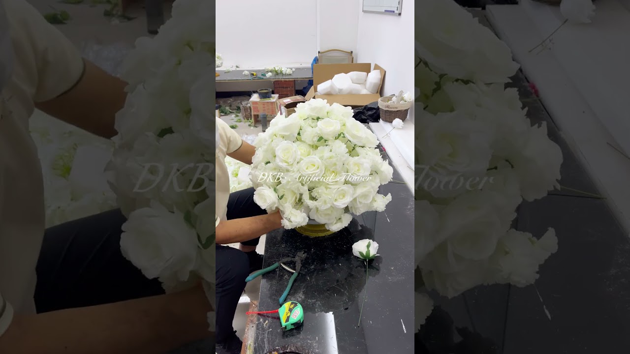 DIY FB193 | How to make Artificial White Rose Flower Ball | Wedding Centerpieces