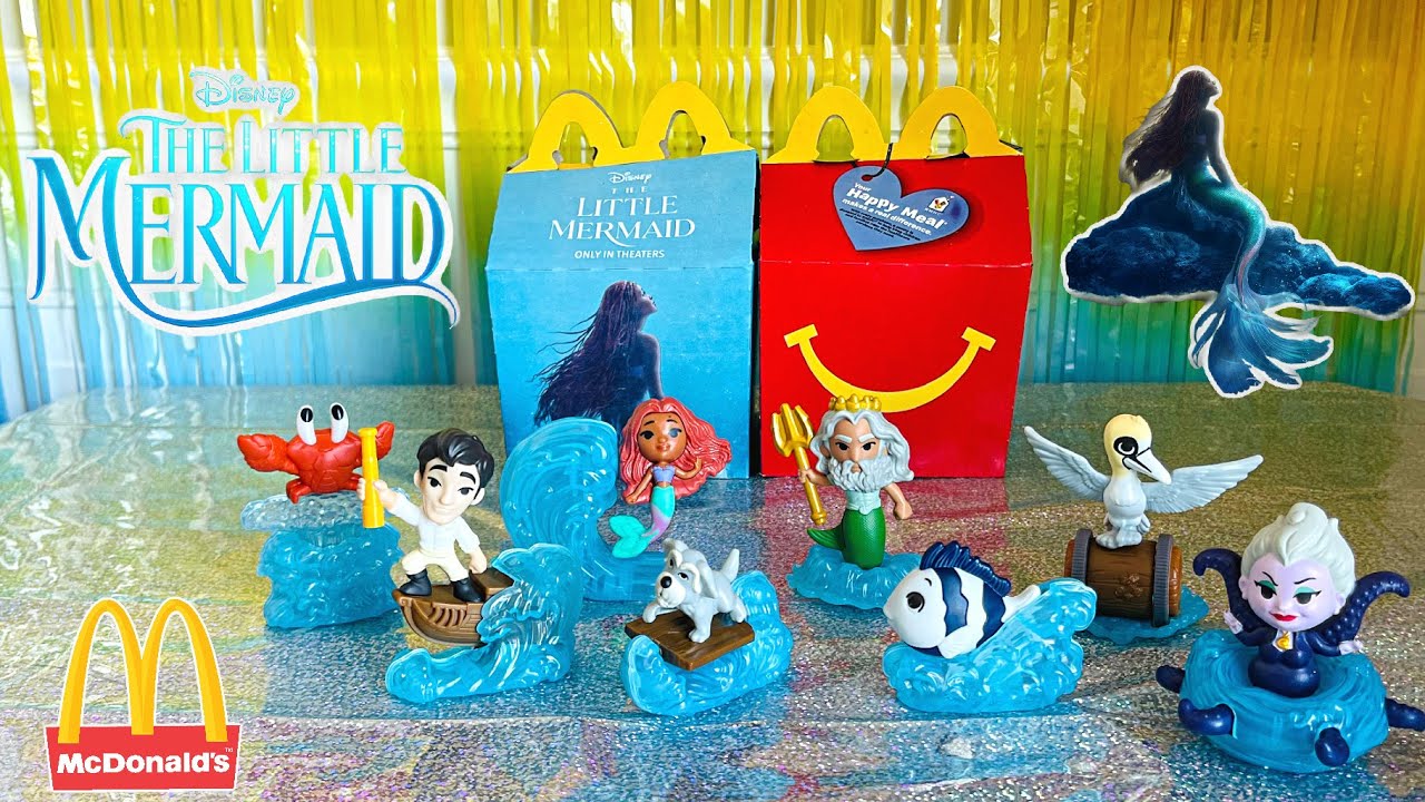 Коллекция Happy Meal от McDonald's по мотивам фильма «Русалочка»! Все 8 игрушек, май 2023 г.