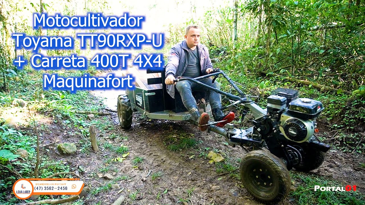 Motocultivador Toyama TT90RXPU + Carreta Tracionada 400T 4X4