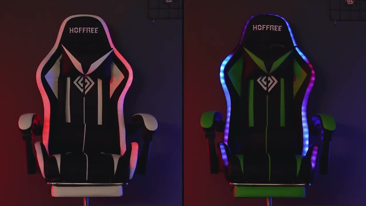 RGB Gaming Chair with Bluetooth Speakers and LED Lights Ergonomic Massage Computer Game
