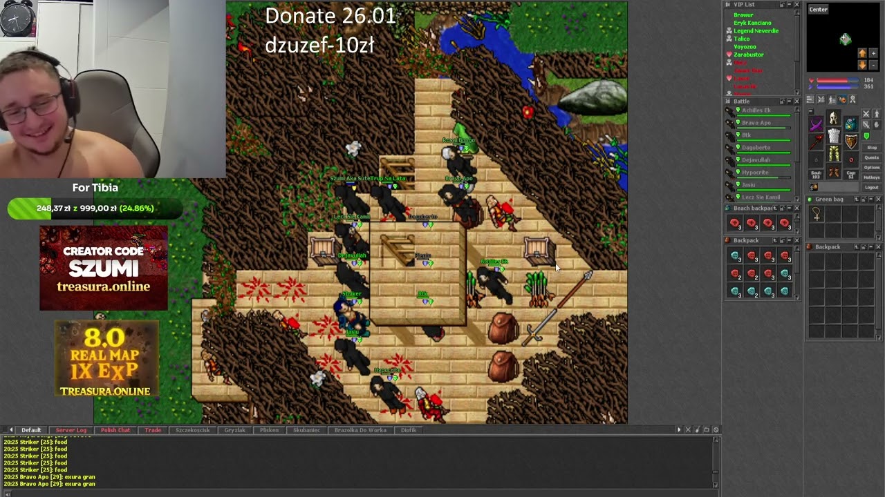 Treasura.Online /  8.0 hardcore tibia  / Elf Forest Qest + Stealth RIng Z EKIPA ! #kick #twitch