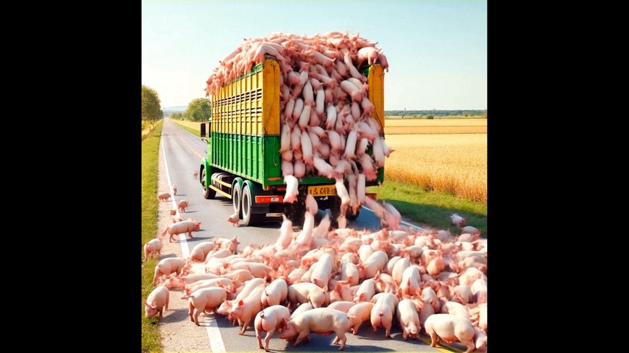 Fake AI- large scale escape of Pigs #farming #pigs