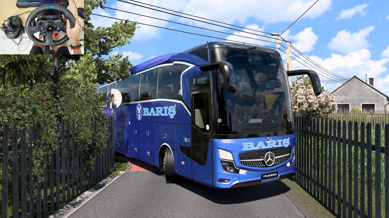 A Scenic Bus Drive through Extreme village narrow roads of poland | #ets2 |  Logitech G29 Setup