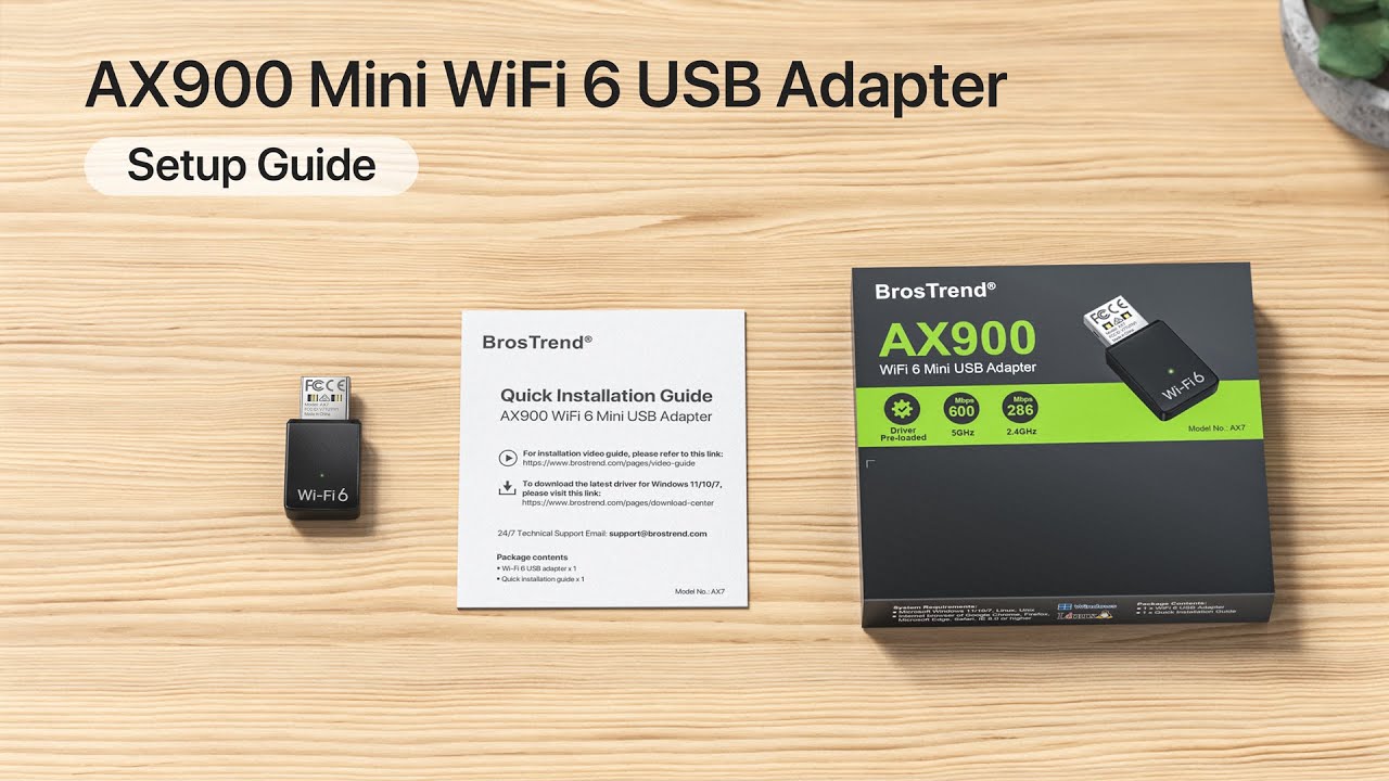 BrosTrend AX900 Mini WiFi 6 USB Adapter Setup Guide