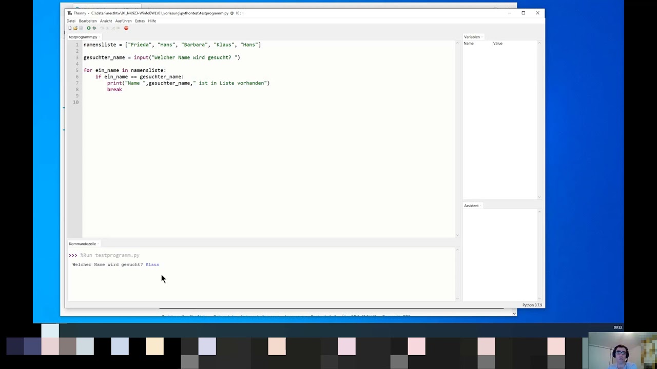 Suchen in einer Liste von Strings mit Python