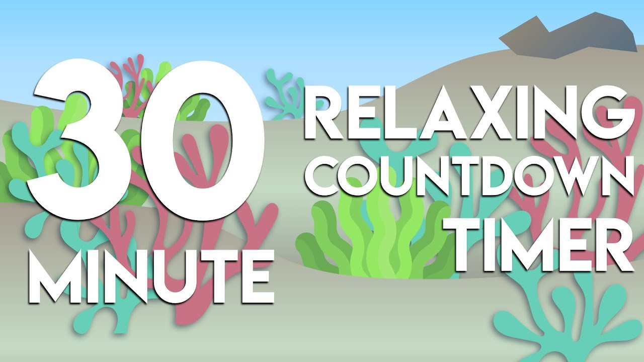 30 min relaxing underwater countdown timer with water sounds for study, classroom, meditation