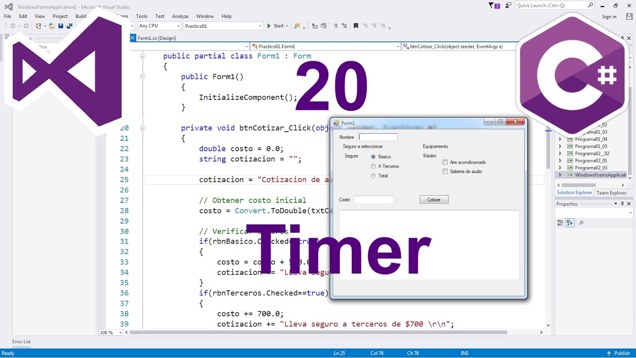 Programación Windows Forms C# 20 --- Timer