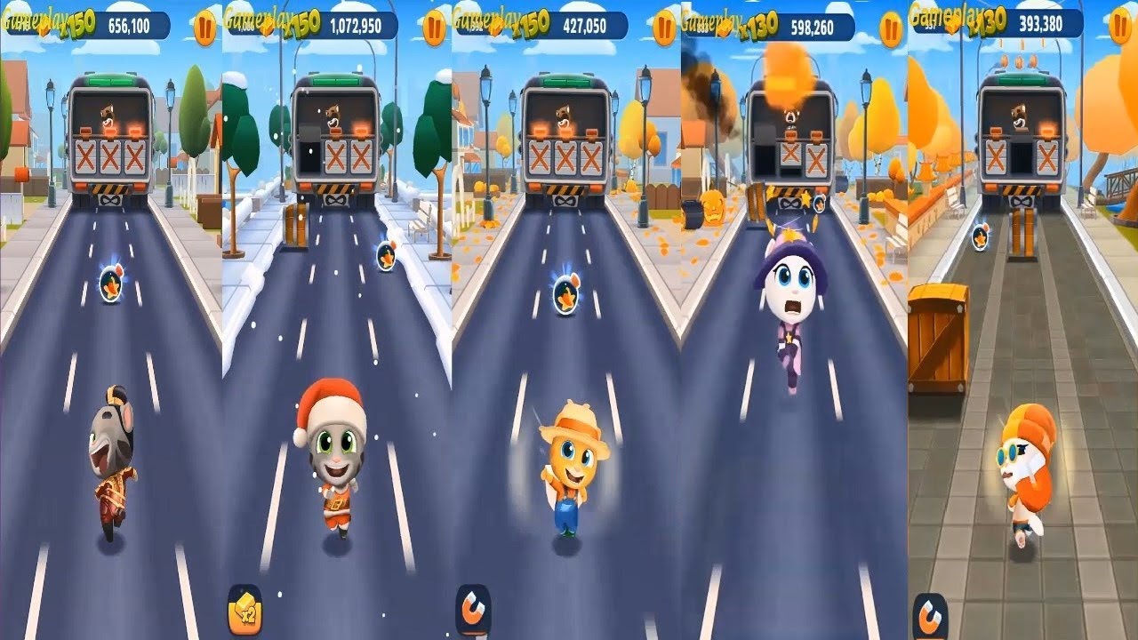 Talking Tom Gold Run GENERAL TOM VS SANTA TOM FARMER GINGER Witch Angela  Skater Angela   Boss Fight