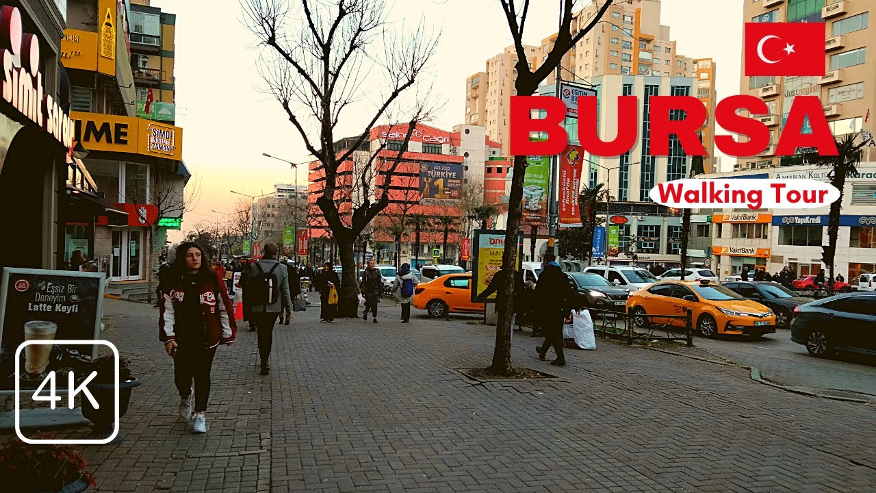 Main tourist street tour | Fevzi cakmak cad, Bursa | 4k