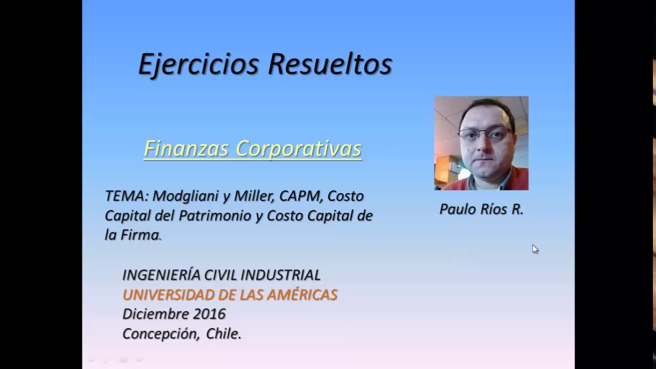 Ejercicio Resuelto Modgliani & Miller, CAPM y Costo Capital  Finanzas Corporativas