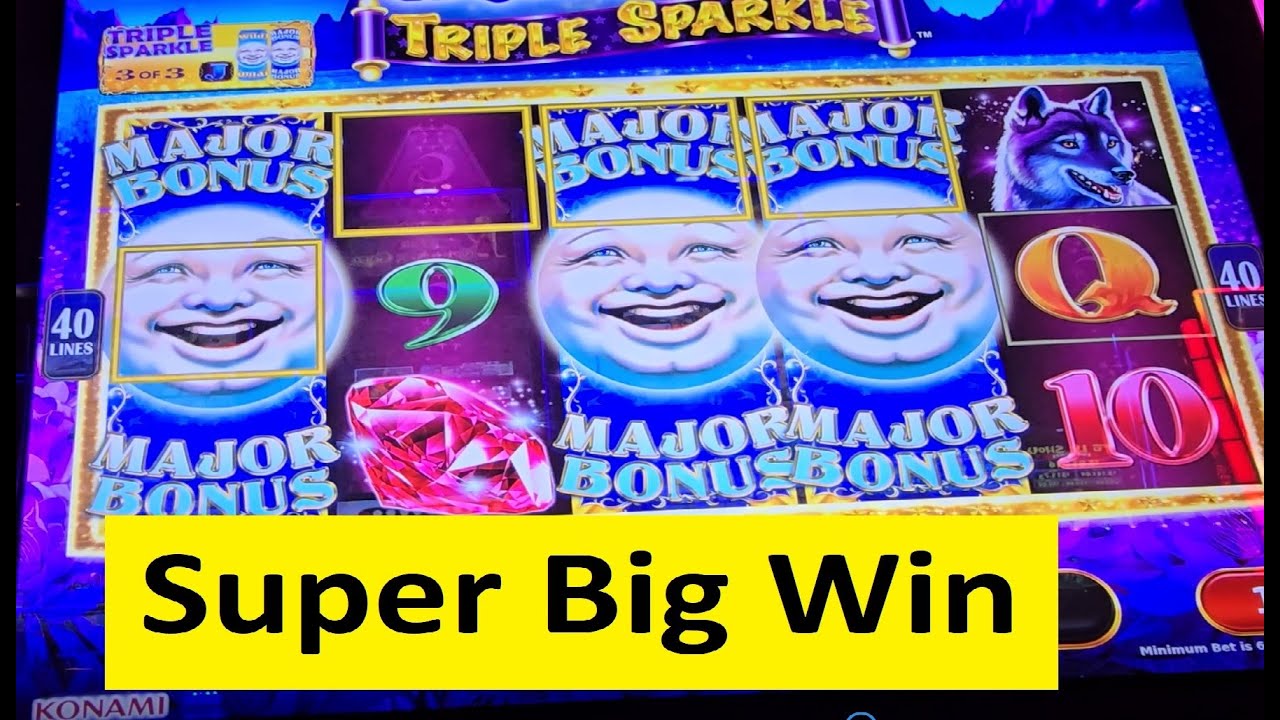 Super Big Win on Majestic Moon Triple Sparkle Slot!!! Konami Game