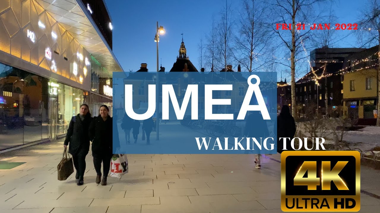 Umeå - Västerbotten - Sweden walk tour #sverige 4K (evening walk)