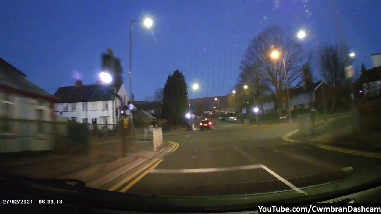 Dash Cam footage of an early morning drive around Cwmbran at sunrise.