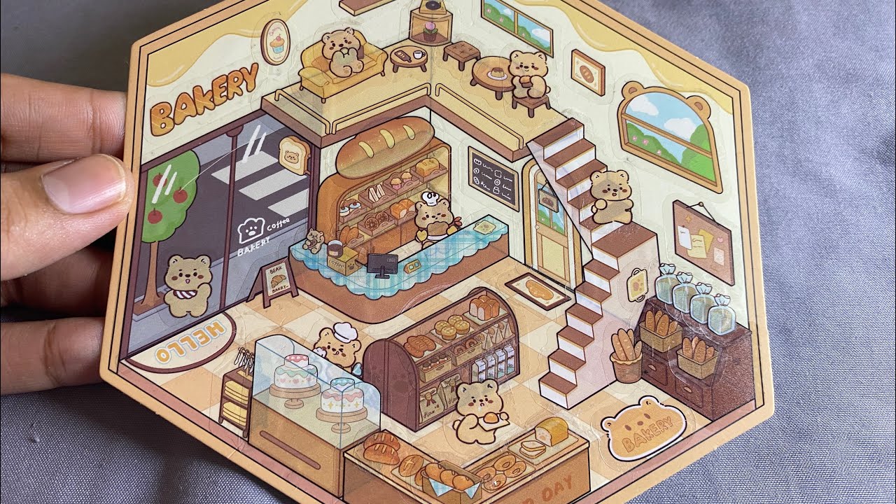 [ASMR] DIY 3D Bear Bakery Stickers 🐻🍞 