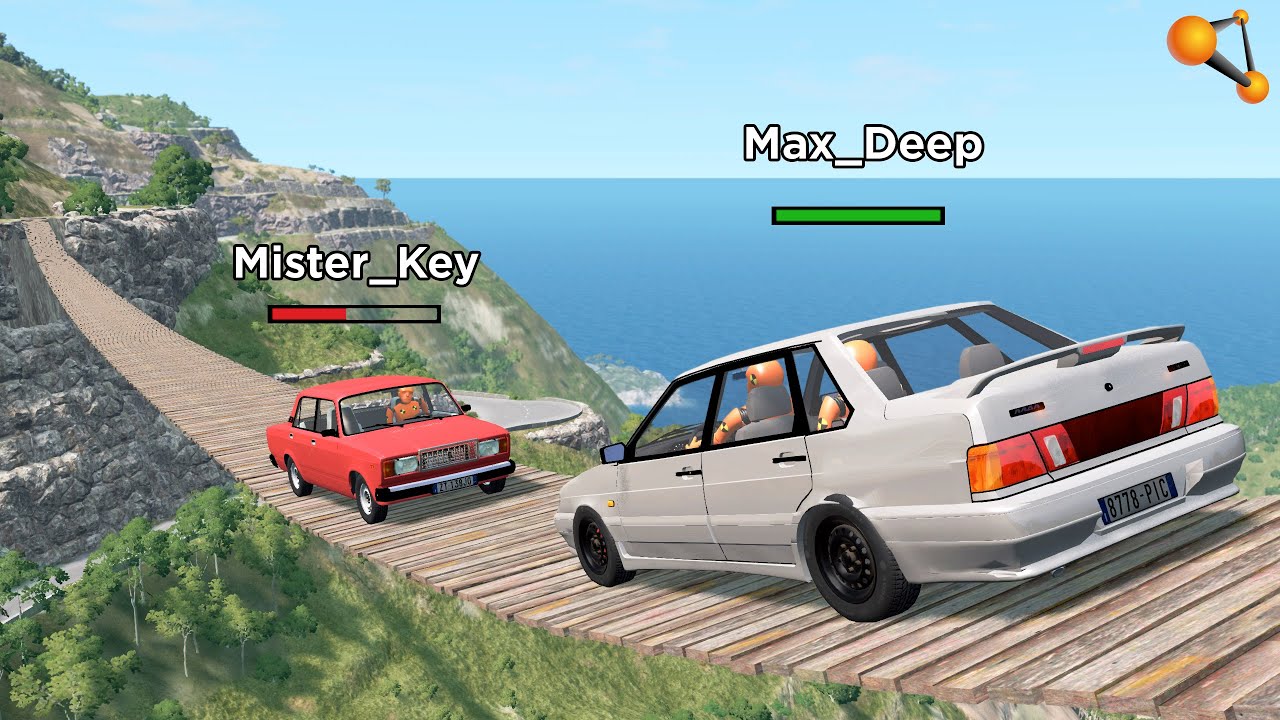 ДРУЗЬЯ НЕ ПОДЕЛИЛИ ДОРОГУ! ПОДВЕСНОЙ МОСТ ОБОРВАЛСЯ | BeamNG.drive
