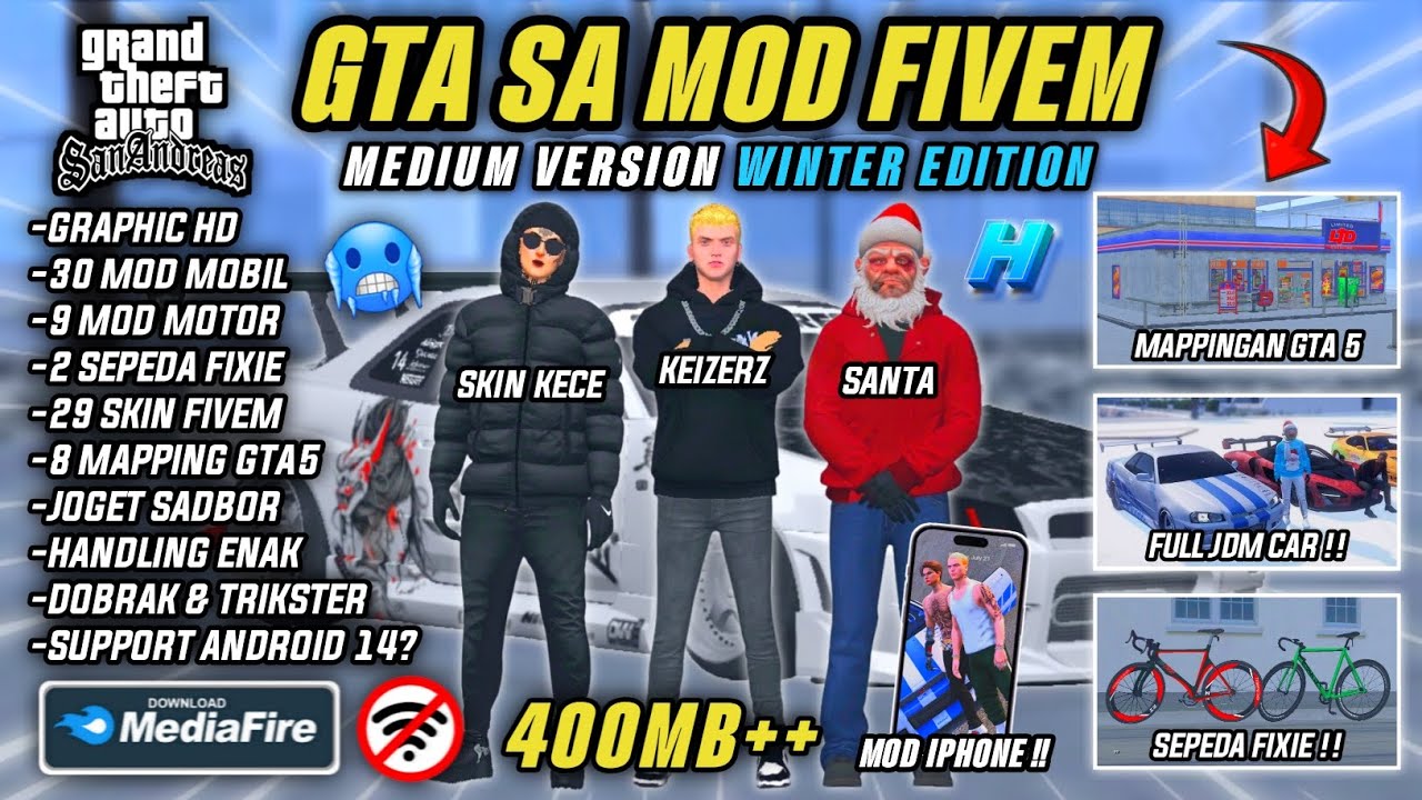 SHARE‼️MODPACK FIVEM MEDIUM V1 WINTER EDITION FULL JDM DRIFT & MAPPING GTA 5 KECE PARAH🥶CUMA 400MB‼️