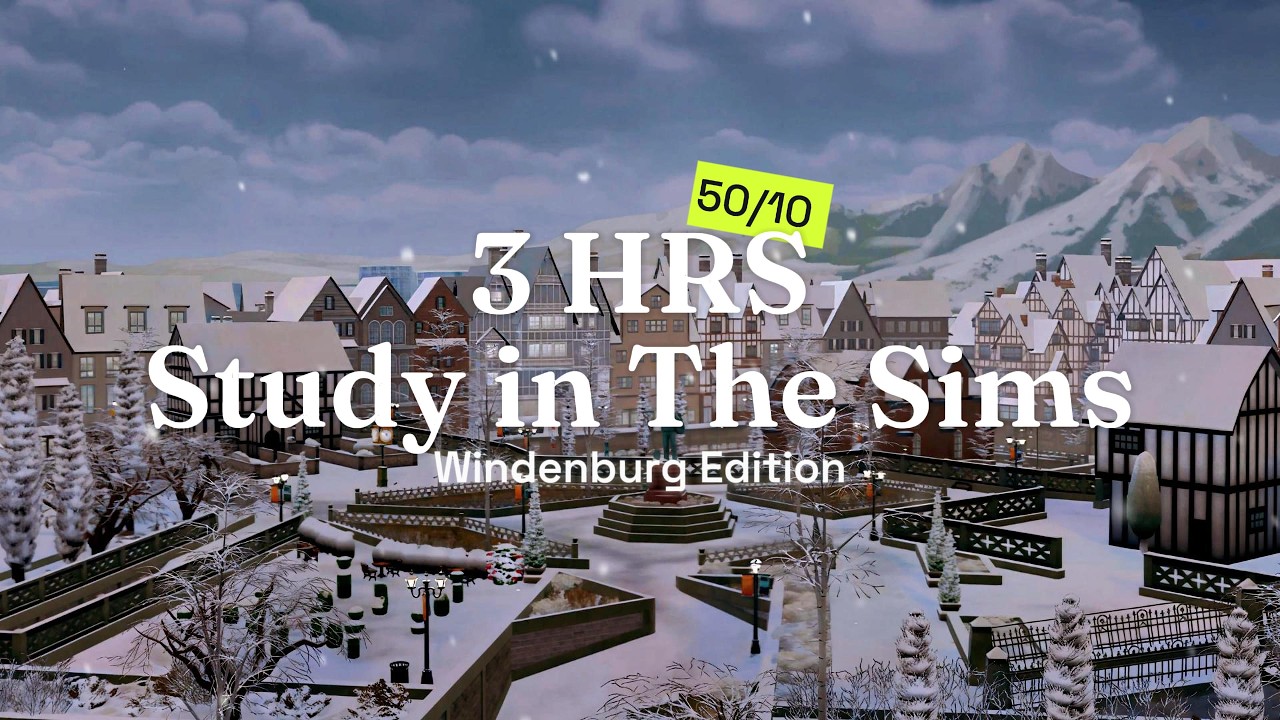 3-часовая Study with Me в Симс 4 | Снег в Винденбурге ❄️ | Помодоро 50/10 | Lo-Fi