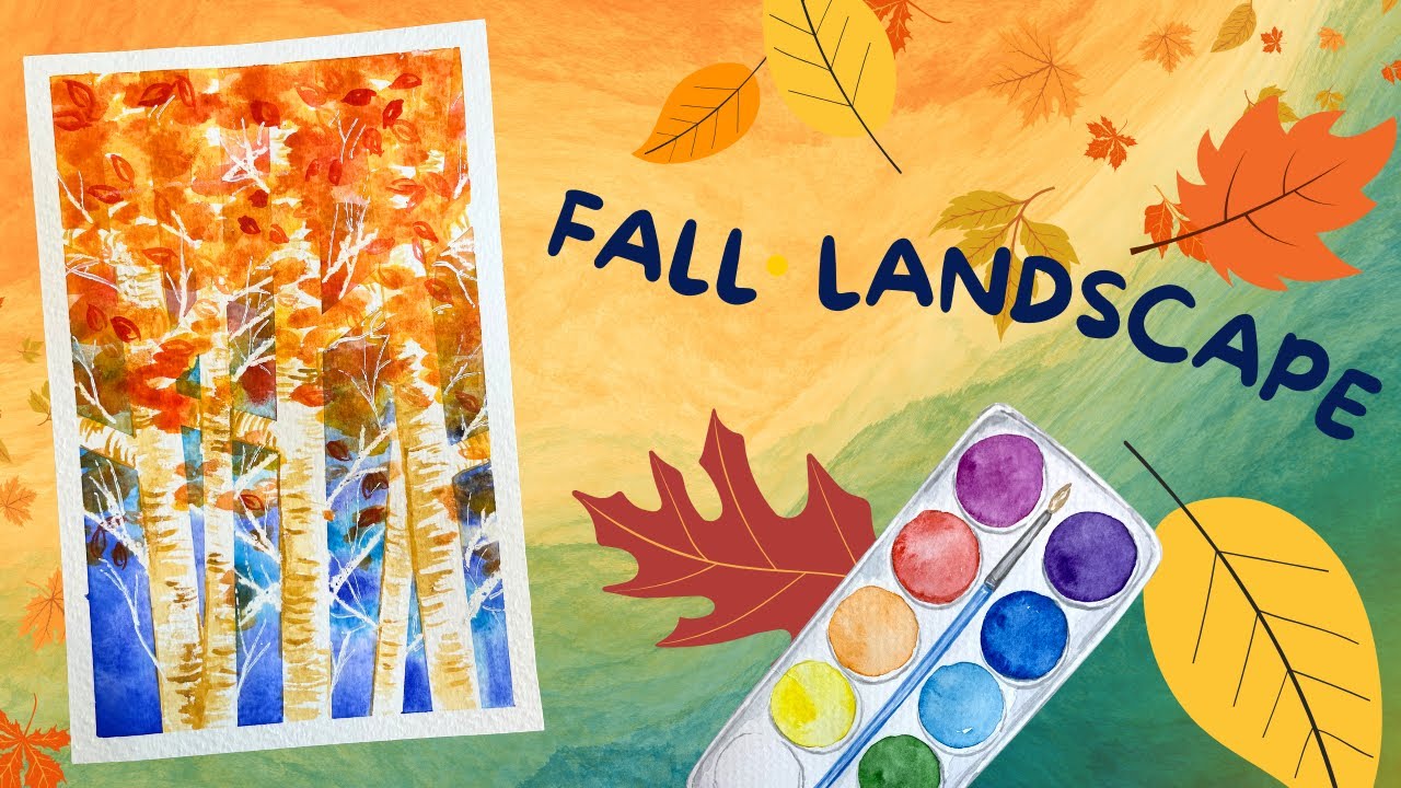 EASIEST Beginner Watercolor - Fall Birch Tree Landscape