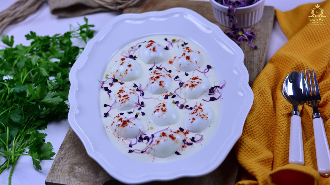 Upside down deviled eggs with white sauce | Oua umplute si sos - reteta pas cu pas | Taby's Welt