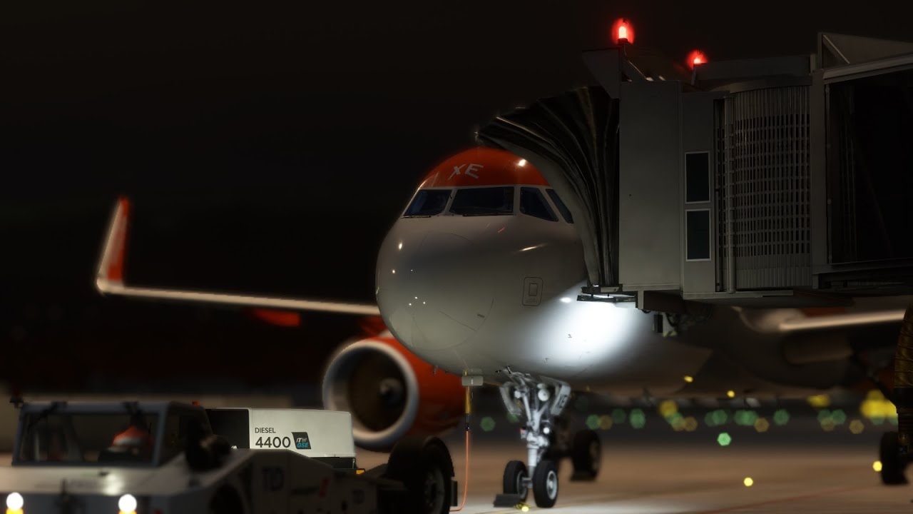 Live Night Flight - London to Amsterdam Schiphol - Real Ops easyJet - U2282