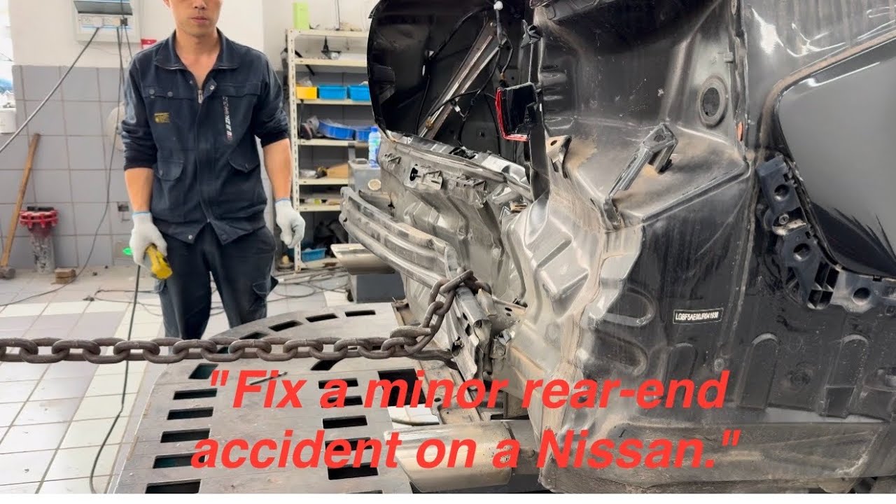 Rear bumper repair for Nissan Teana.