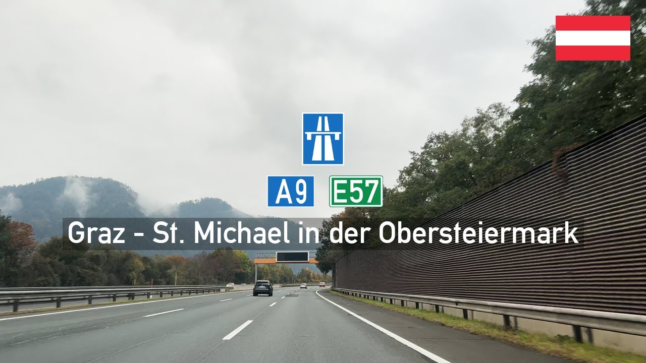 Driving in Austria: Pyhrn Autobahn A9 E57 from Graz to St. Michael in der Obersteiermark