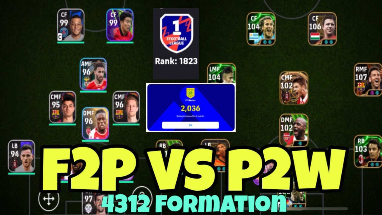 F2P vs P2W 🥶❤️ Let&rsquo;s reach Top 1000 Ranking with F2P squad🤯 | Zenor | EFootball | 
