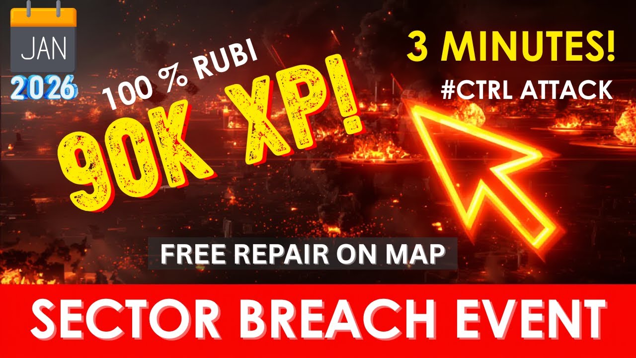 90K XP in 3 Minutes! CTRL Attack  | 100% RUBI + FREE Repair | War Commander SECTOR BREACH (Jan 2026)