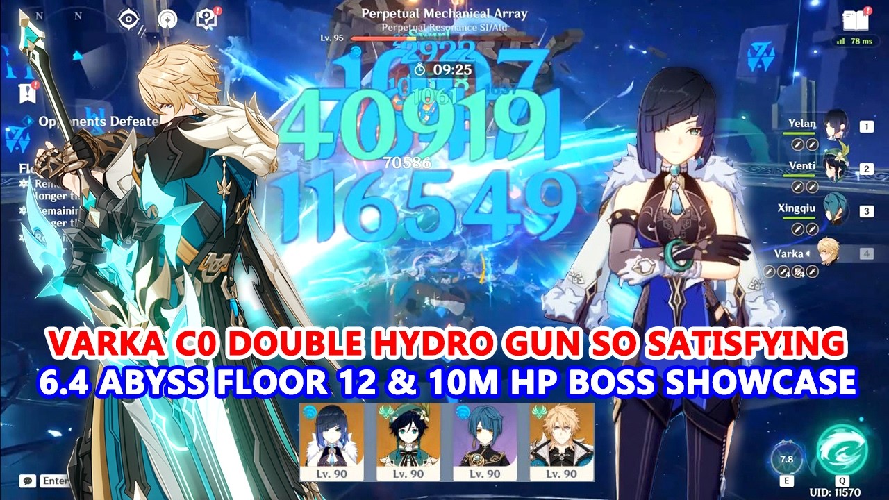 Varka C0 Double Hydro Gun so Satisfying : 6.4 Abyss Floor 12 & 10M HP Boss Showcase