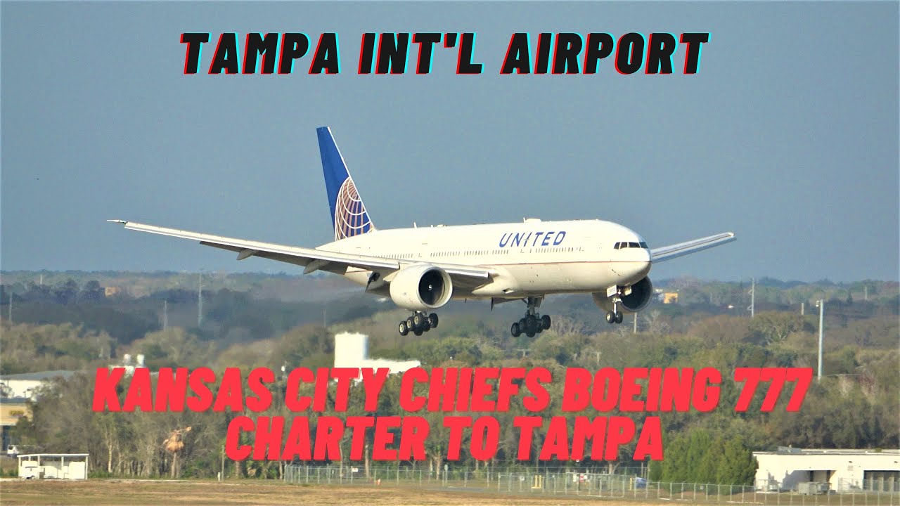 [4K] PLANE SPOTTING Kansas City Chiefs B777 Arrival and More TAMPA INTERNATIONAL  AIRPORT 2/6/21.