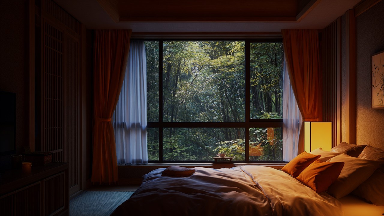 Midnight Rain Piano Ambience | Soft Piano beneath Calm Night Rain for Sleep