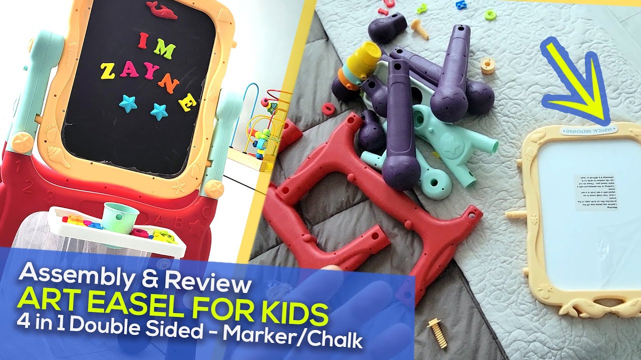 LIFE STEAM Kids 4 in 1 Marker and Chalk Drawing Easel - Assembly Instructions & Kids Easel Review