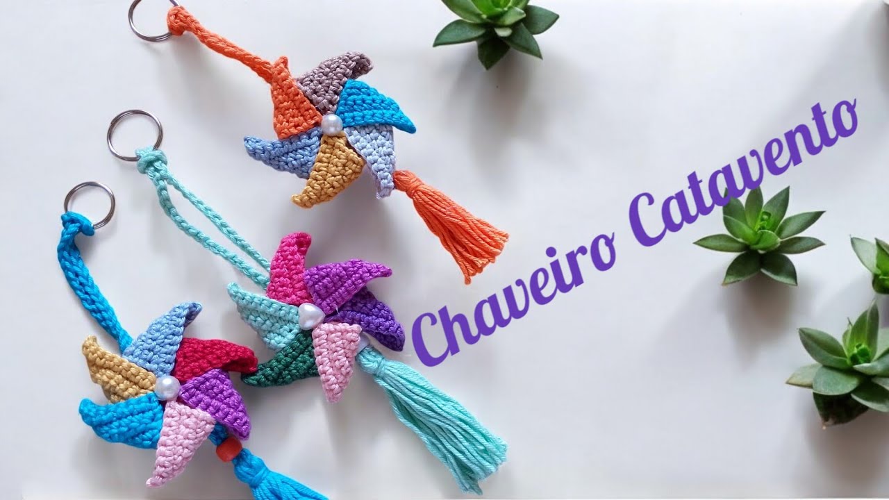 Cata vento em crochê #crochet  #cataventoemcroche #chaveirocroche
