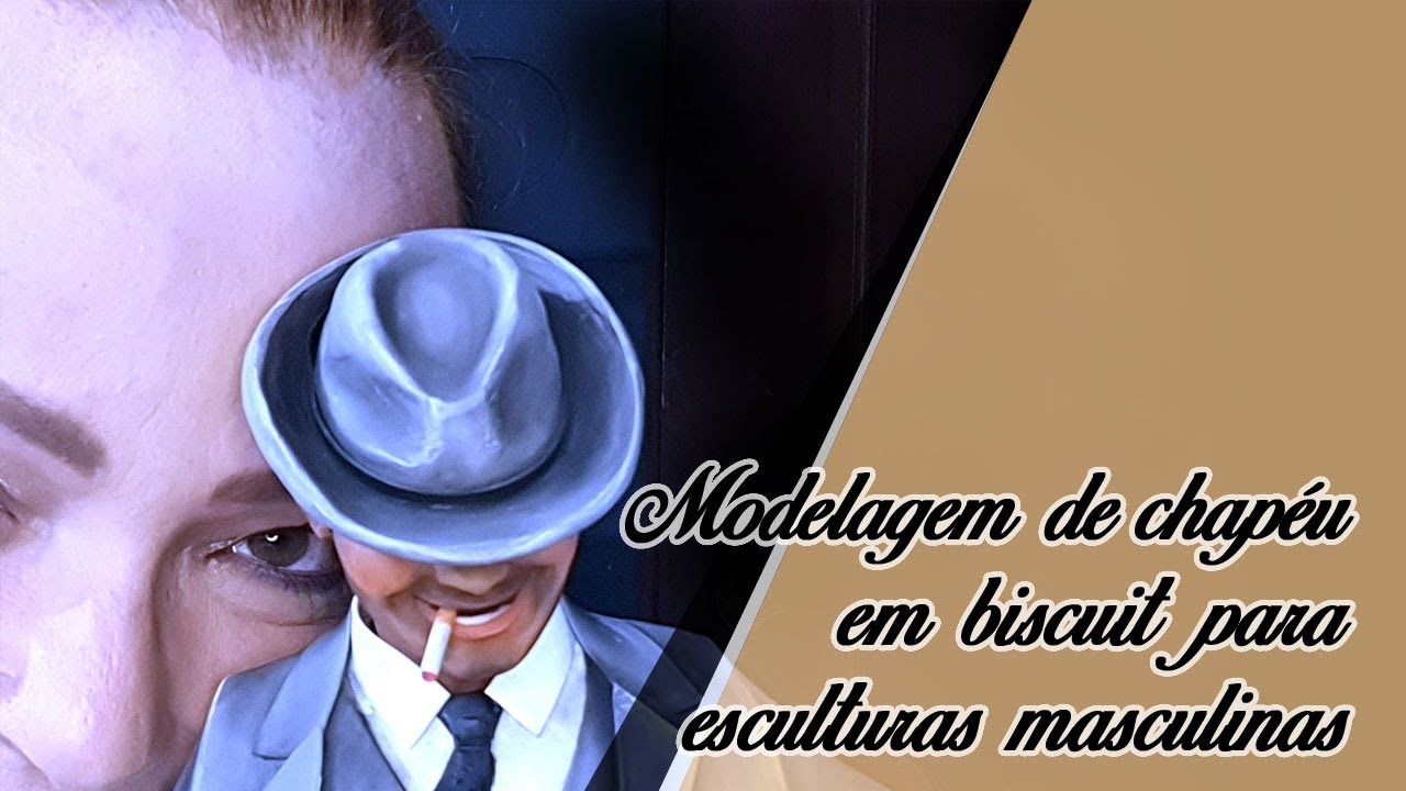 Modelagem de chapéu em biscuit para esculturas masculinas